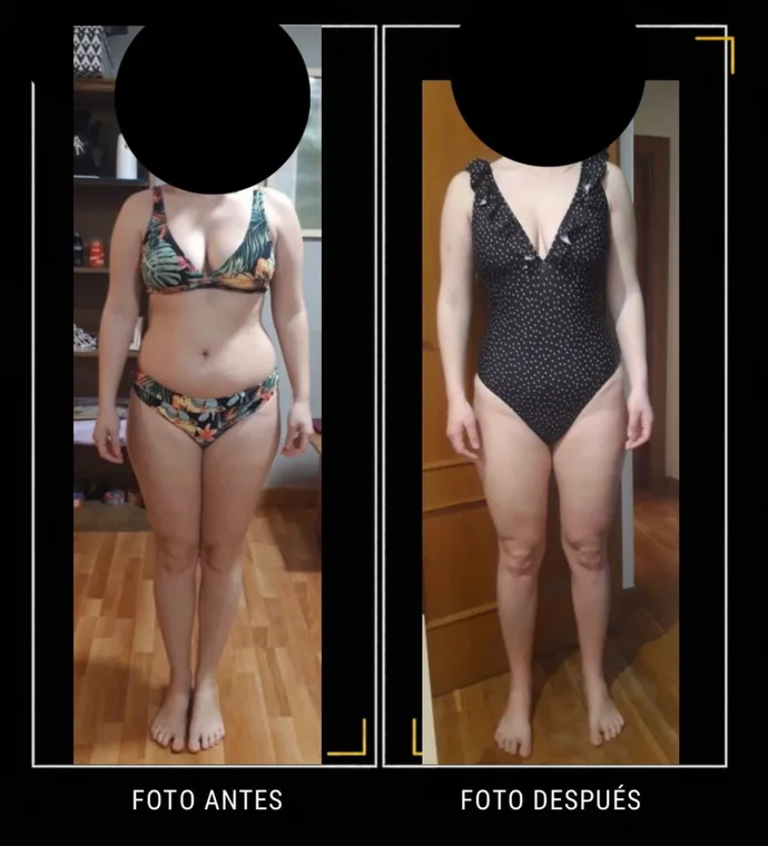 Antes y después de Cristina, clienta de FIT PATRI
