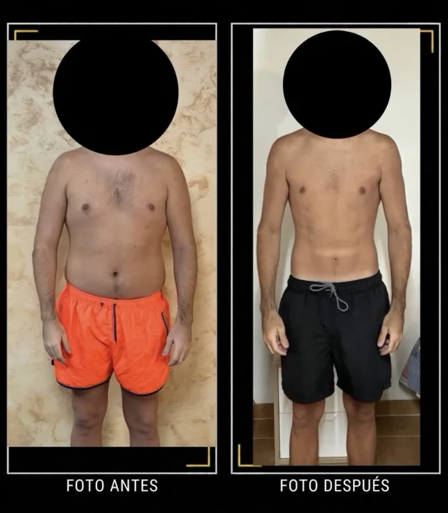 Antes y después de Sergio, cliente de FIT PATRI